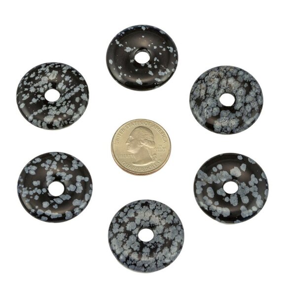 Snowflake Obsidian & Chinese Lucky Coin Necklace | Handmade - Picture 4 of 4